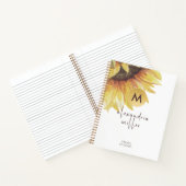 Waterverf Sunflower Monogram Travel Journal Notitieboek (Binnen)