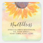 Waterverf Sunflower New Address Square Sticker (Voorkant)