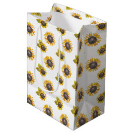 Waterverf Sunflower Pattern Gift Bag Medium Cadeauzakje