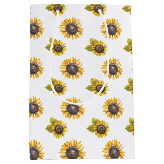 Waterverf Sunflower Pattern Gift Bag Medium Cadeauzakje (Voorkant)