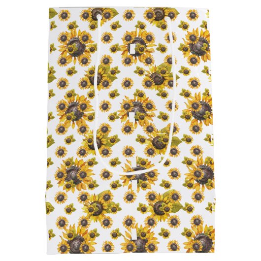 Waterverf Sunflower Pattern Gift Bag Medium Cadeauzakje (Achterkant)