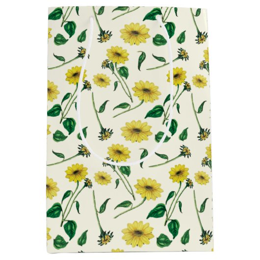 Waterverf Sunflower Pattern Gift Bag Medium Cadeauzakje (Voorkant)