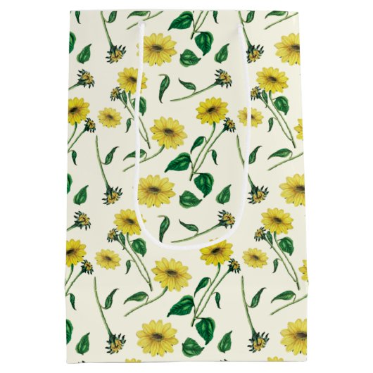 Waterverf Sunflower Pattern Gift Bag Medium Cadeauzakje (Achterkant)