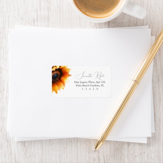 Waterverf Sunflower Return-adreslabel Etiket (Insitu)