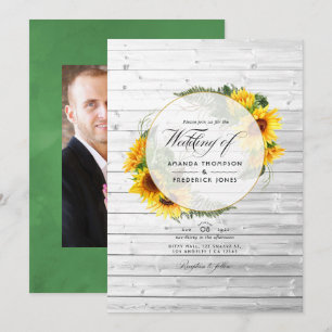 Waterverf Sunflower Rustic Country Barn Wedding Kaart