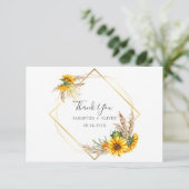 Waterverf Sunflower Rustic Wedding Bedankkaart (Staand voorkant)