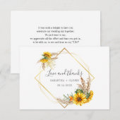 Waterverf Sunflower Rustic Wedding Bedankkaart (Voorkant / Achterkant)