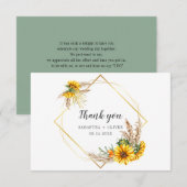 Waterverf Sunflower Rustic Wedding Bedankkaart (Voorkant / Achterkant)