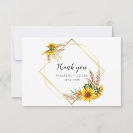 Waterverf Sunflower Rustic Wedding Bedankkaart