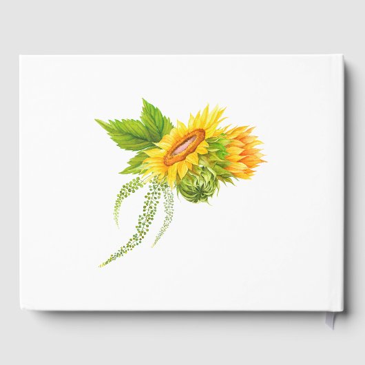 Waterverf Sunflower Rustic Wedding Gastenboek (Achterkant)
