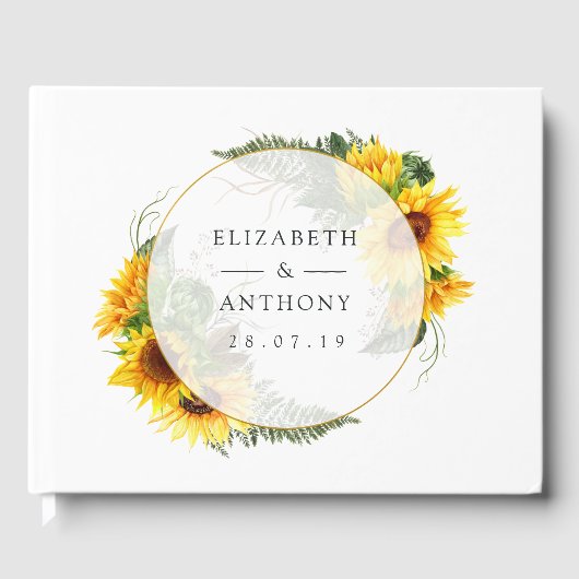 Waterverf Sunflower Rustic Wedding Gastenboek (Voorkant)
