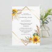 Waterverf Sunflower Rustic Wedding Kaart (Staand voorkant)