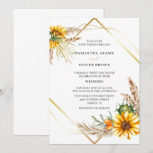 Waterverf Sunflower Rustic Wedding Kaart (Voorkant / Achterkant)