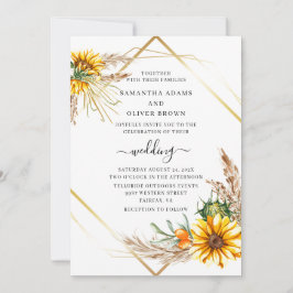 Waterverf Sunflower Rustic Wedding Kaart