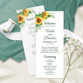 Waterverf Sunflower Rustic Wedding Program