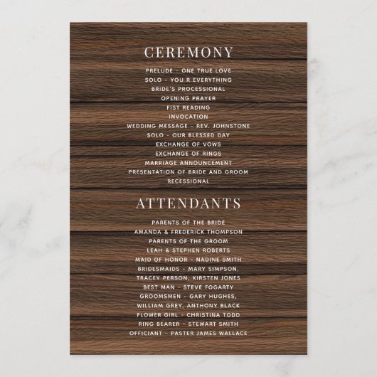 Waterverf Sunflower Rustic Wedding Programmakaart (Achterkant)