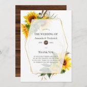 Waterverf Sunflower Rustic Wedding Programmakaart (Voorkant / Achterkant)