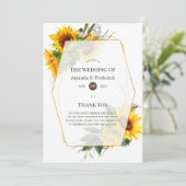 Waterverf Sunflower Rustic Wedding Programmakaart (Staand voorkant)