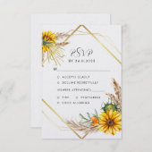 Waterverf Sunflower Rustic Wedding RSVP Kaartje (Voorkant / Achterkant)