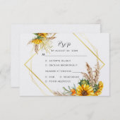 Waterverf Sunflower Rustic Wedding RSVP Kaartje (Voorkant / Achterkant)