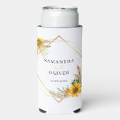 Waterverf Sunflower Rustic Wedding Seltzer Blikjeskoeler (Seltzer Achterkant)