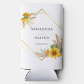 Waterverf Sunflower Rustic Wedding Seltzer Blikjeskoeler (Achterkant)