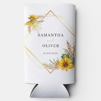 Waterverf Sunflower Rustic Wedding Seltzer Blikjeskoeler