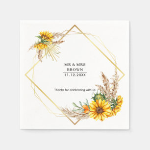 Waterverf Sunflower Rustic Wedding Servet