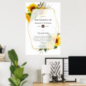 Waterverf Sunflower Rustic Wedding Welkom Poster (Thuiskantoor)