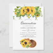 Waterverf Sunflower Rustic Western Quinceañera Kaart (Voorkant)