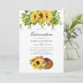 Waterverf Sunflower Rustic Western Quinceañera Kaart (Staand voorkant)