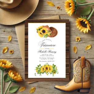 Waterverf Sunflower Rustic Western Quinceañera Kaart