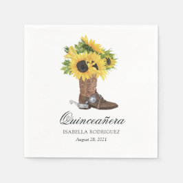 Waterverf Sunflower Rustic Western Quinceañera Servet