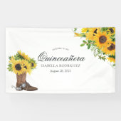 Waterverf Sunflower Rustic Western Quinceañera Spandoek (Horizontaal)