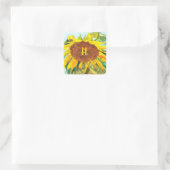 Waterverf Sunflower Square Sticker (Tas)