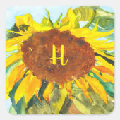 Waterverf Sunflower Square Sticker (Voorkant)
