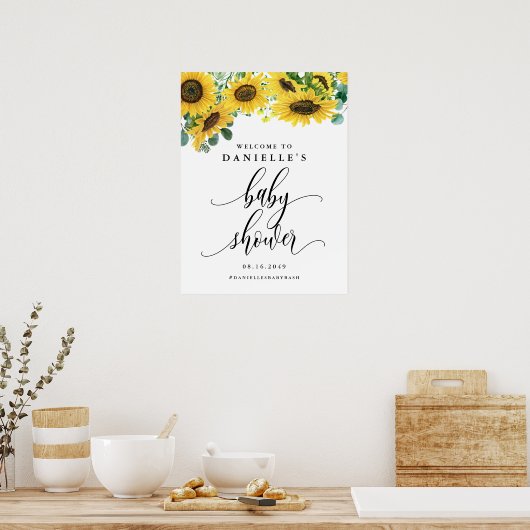 Waterverf Sunflower Summer Baby shower Welkom Poster (Keuken)