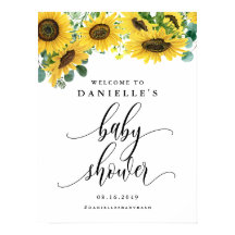 Waterverf Sunflower Summer Baby shower Welkom