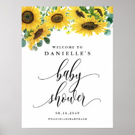Waterverf Sunflower Summer Baby shower Welkom Poster