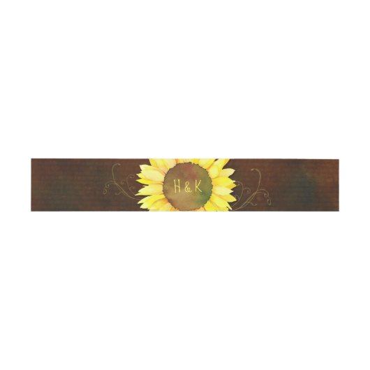 Waterverf Sunflower Weddenschap Monogrammen Uitnodigingen Wikkel (Vlak)