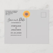 Waterverf Sunflower Wedding Grey Save the Date Aankondigingskaart (Achterkant)