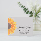Waterverf Sunflower Wedding Grey Save the Date Aankondigingskaart (Staand voorkant)