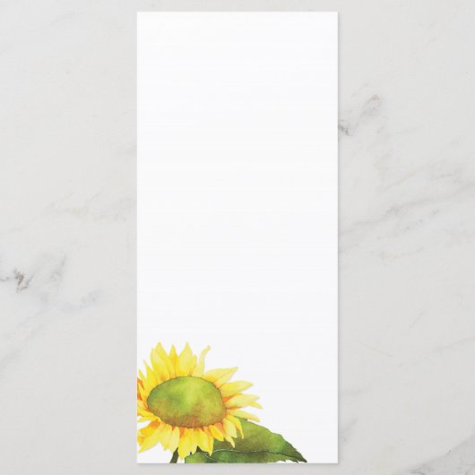 Waterverf Sunflower Wedding Menu (Achterkant)