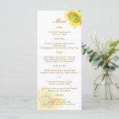 Waterverf Sunflower Wedding Menu (Staand voorkant)