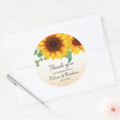 Waterverf Sunflower Wedding Ronde Sticker (Envelop)