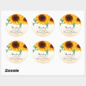 Waterverf Sunflower Wedding Ronde Sticker (Vel)