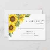 Waterverf Sunflower Wedding RSVP Elegant Rustic (Voorkant)