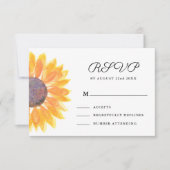 Waterverf Sunflower Wedding RSVP Kaartje (Voorkant)