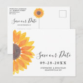 Waterverf Sunflower Wedding Save the Date Aankondigingskaart (Voorkant / Achterkant)
