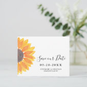 Waterverf Sunflower Wedding Save the Date Aankondigingskaart (Staand voorkant)